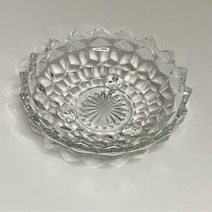 Footed Clear Cubbed Glass Round Bon Bon Jewelry Candy Trinket Dish